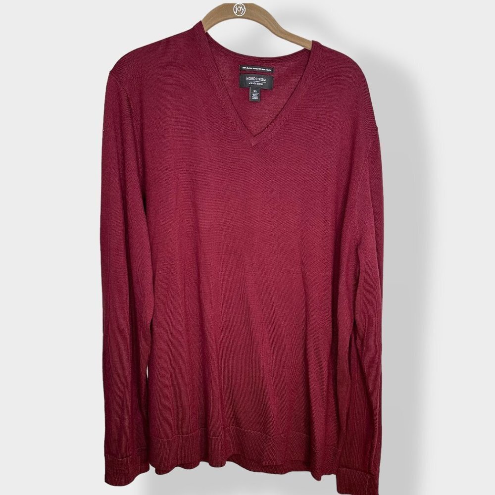 Nordstrom Men's Shop‎ Burgundy Merino Wool Sweater XL